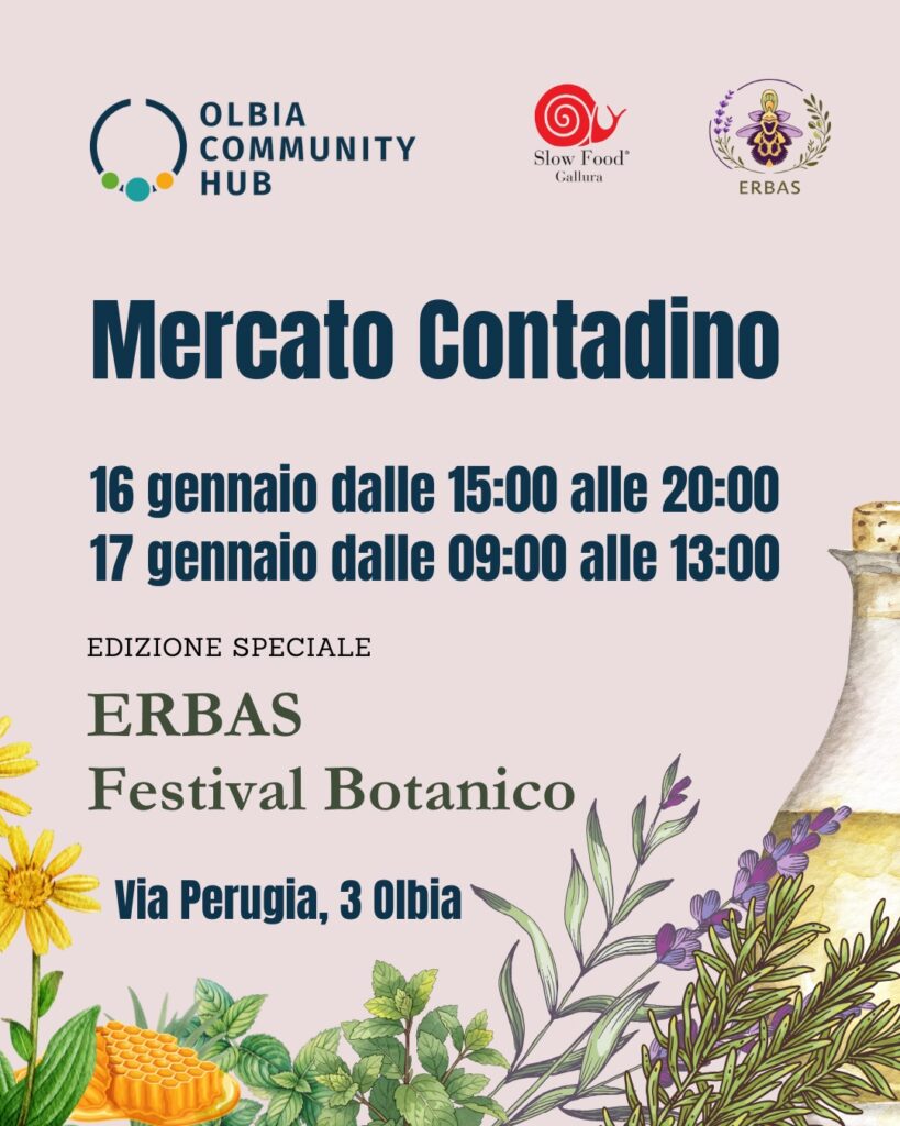 Mercato Contadino dell’Olbia Community Hub con ERBAS – Festival botanico